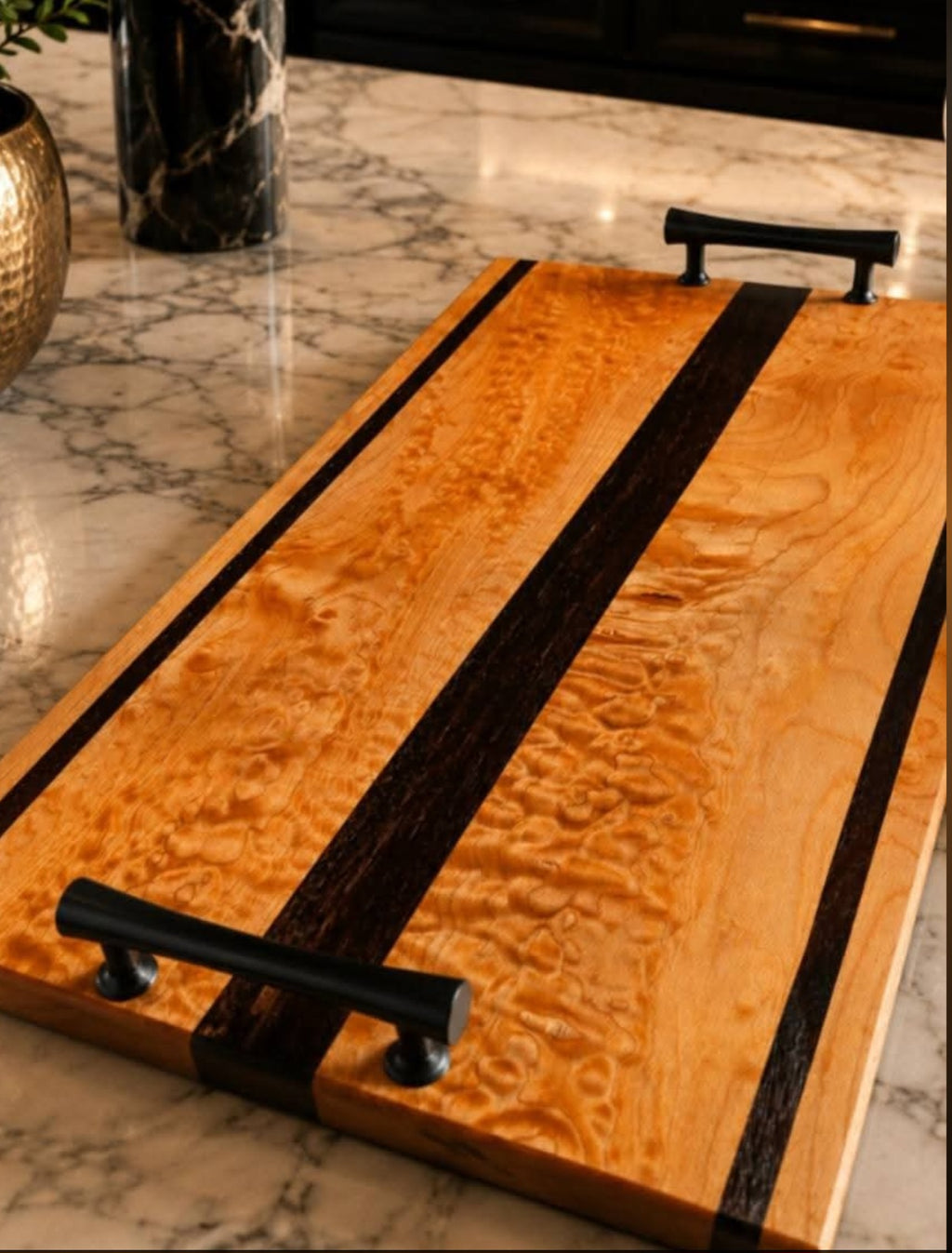 Birdseye Maple and Peruvian Walnut Serving Tray
