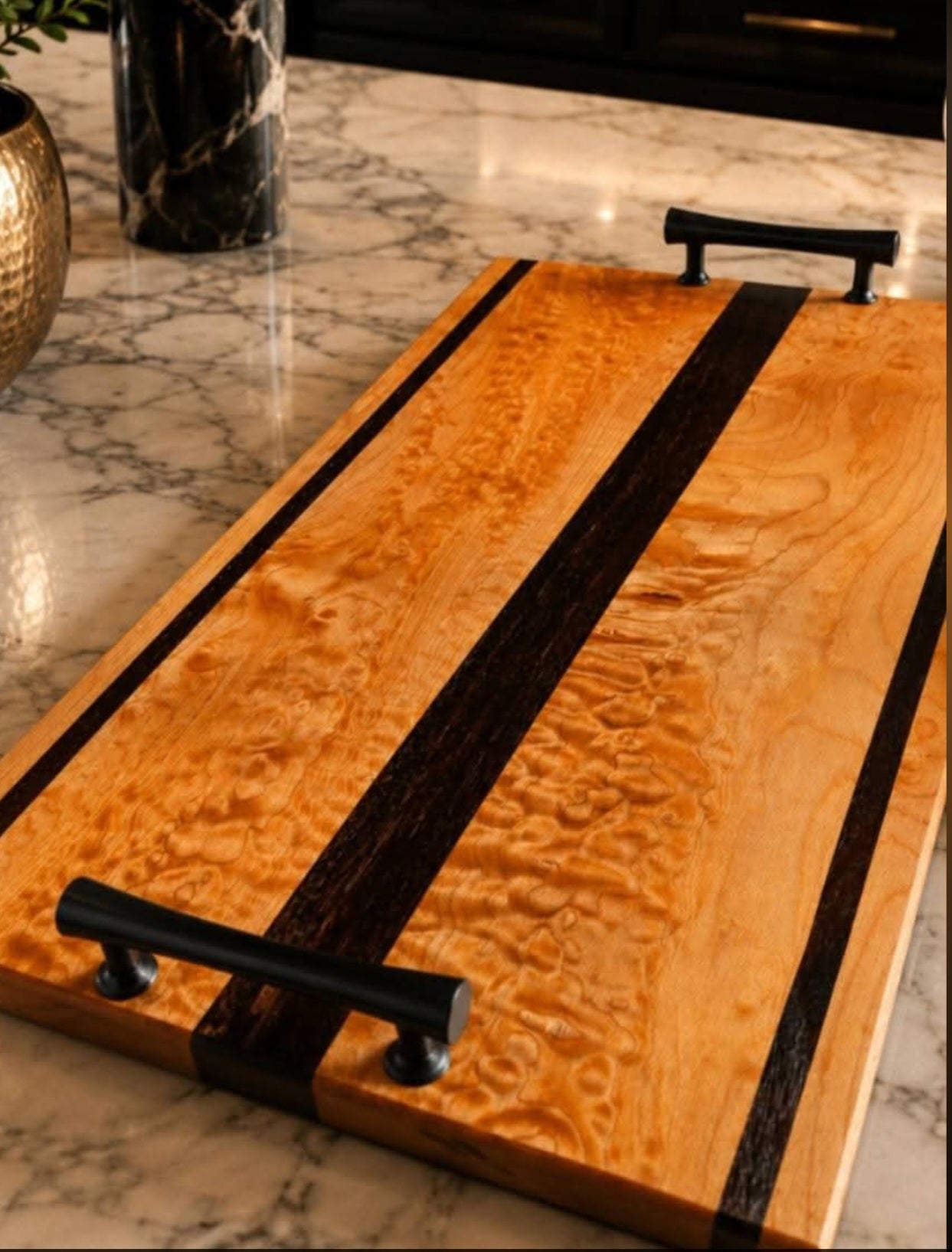 Birdseye Maple and Peruvian Walnut Serving Tray