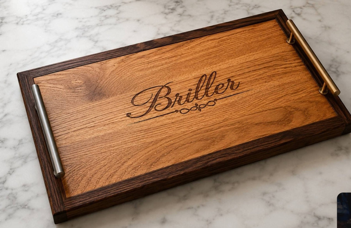 Handcrafted Custom Red Oak & Walnut Serving Tray