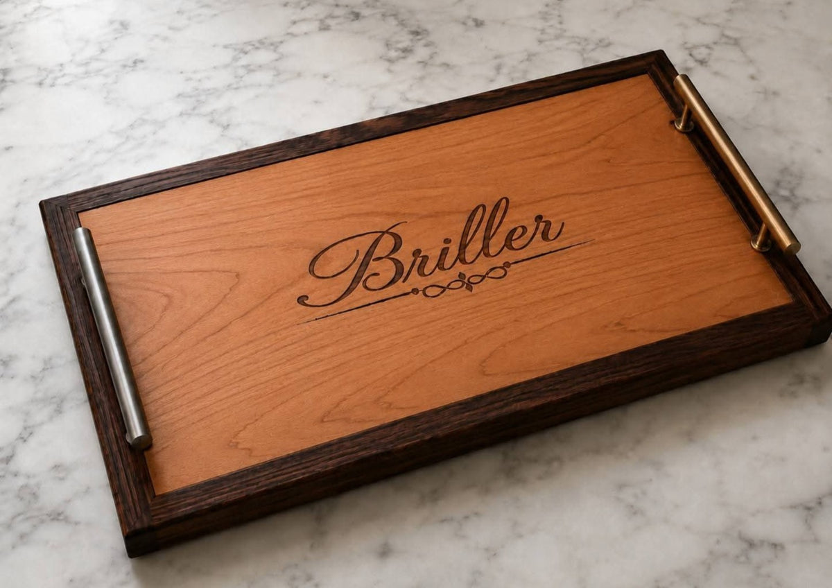 Handcrafted Custom Red Oak & Walnut Serving Tray