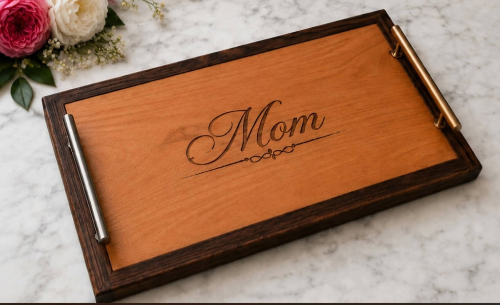 Handcrafted Custom Red Oak & Walnut Serving Tray