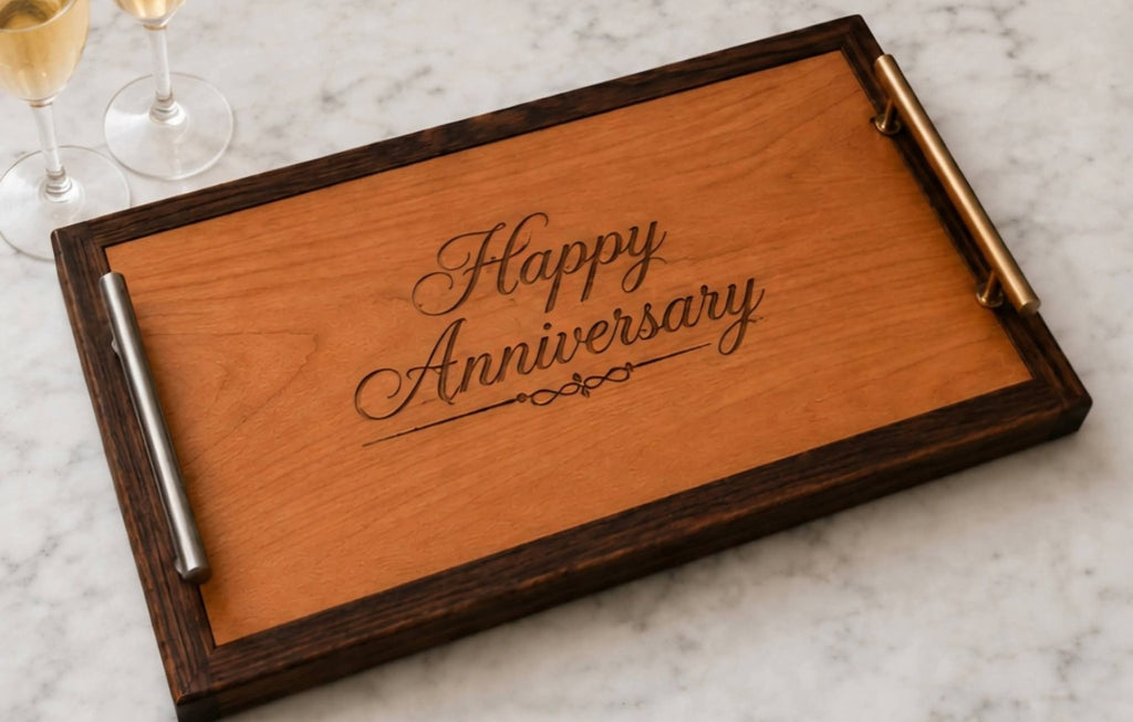 Handcrafted Custom Red Oak & Walnut Serving Tray