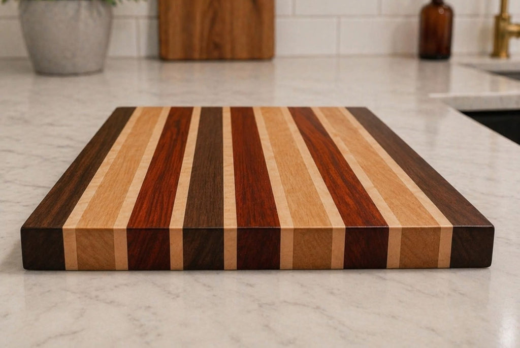 Maple, Walnut, Padauk & Cherry Cutting and Serving Board – 17¼" × 10" × ¾"