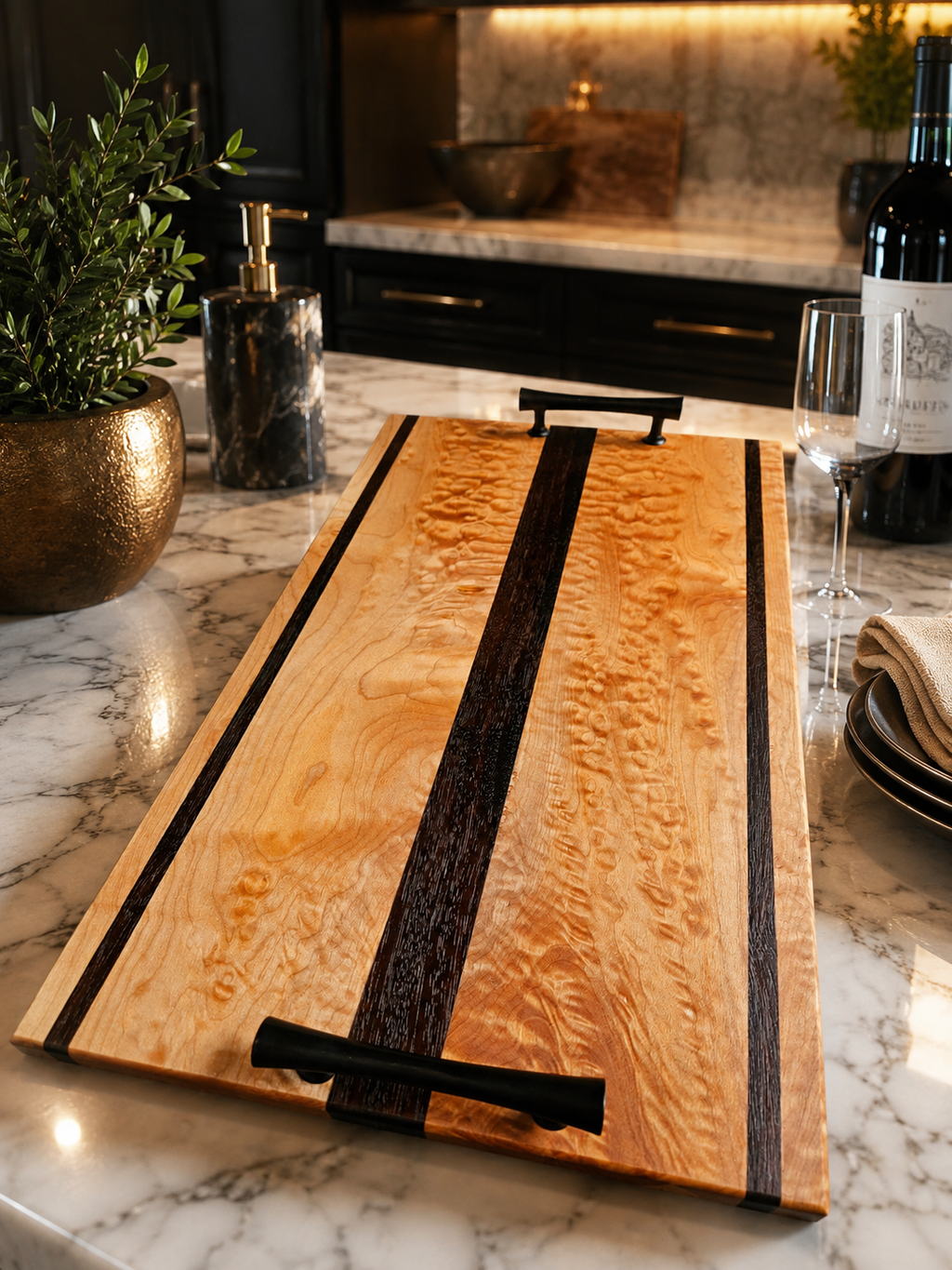 Birdseye Maple and Peruvian Walnut Serving Tray
