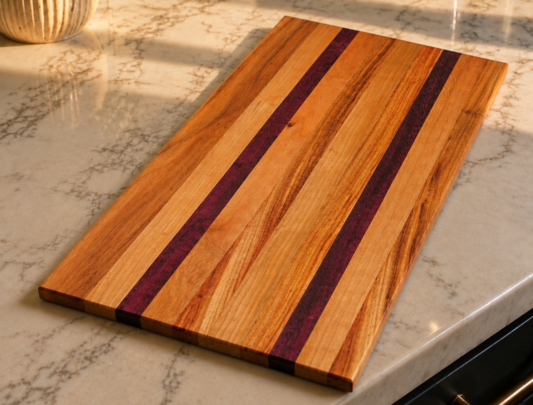 Canarywood & Purpleheart Hardwood Cutting Board 17" × 9" × ⅝"