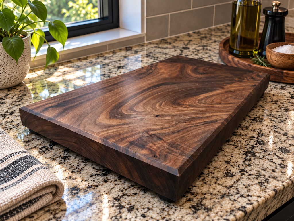 Figured Black Walnut Cutting & Serving Board – 18½" × 10" × 1¼"