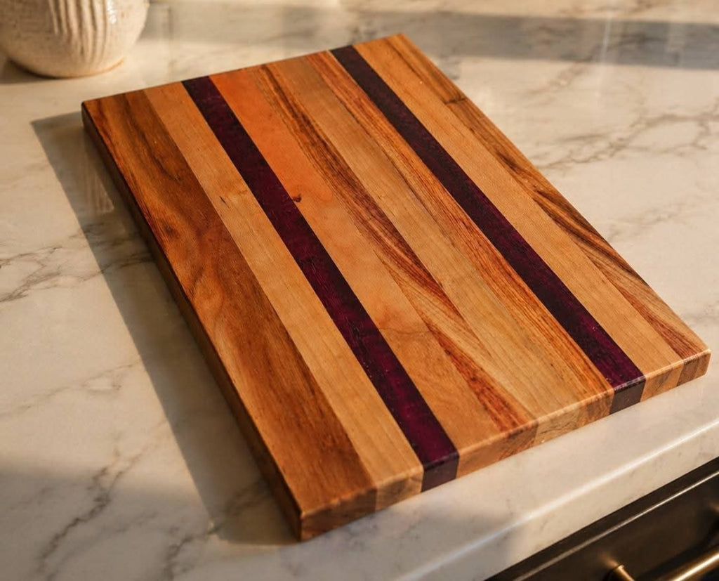 Canarywood & Purpleheart Hardwood Cutting Board 17" × 9" × ⅝"