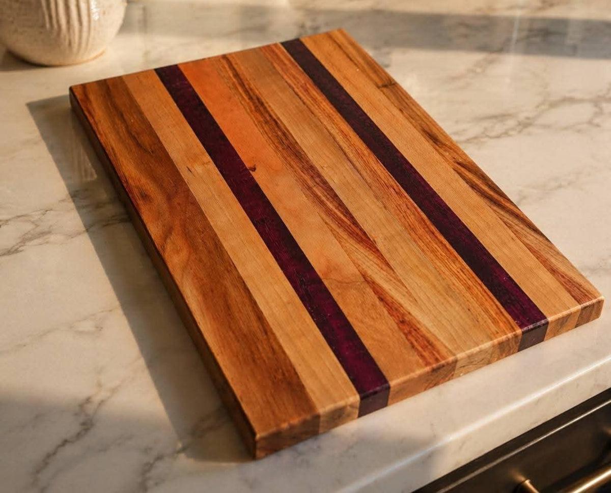 Canarywood & Purpleheart Hardwood Cutting Board 17" × 9" × ⅝"