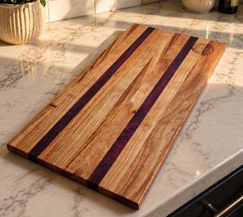 Canarywood & Purpleheart Hardwood Cutting Board 17" × 9" × ⅝"